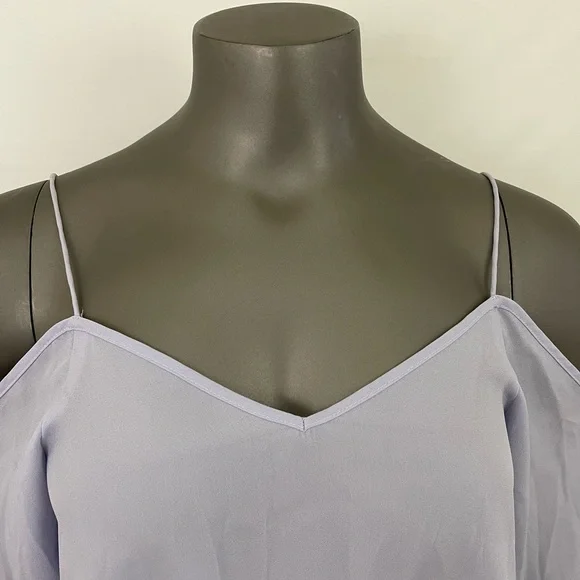 ASOS Top Women’s 4 Purple Flutter Sleeve Crop Semi Sheer Blouse Sexy - Picture 4 of 8